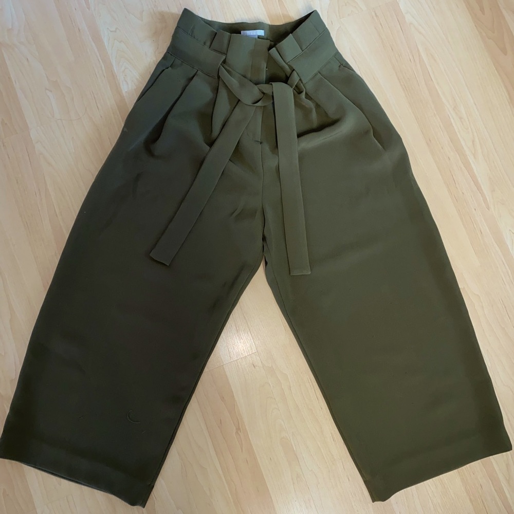H&M Olive High-Waisted Trousers